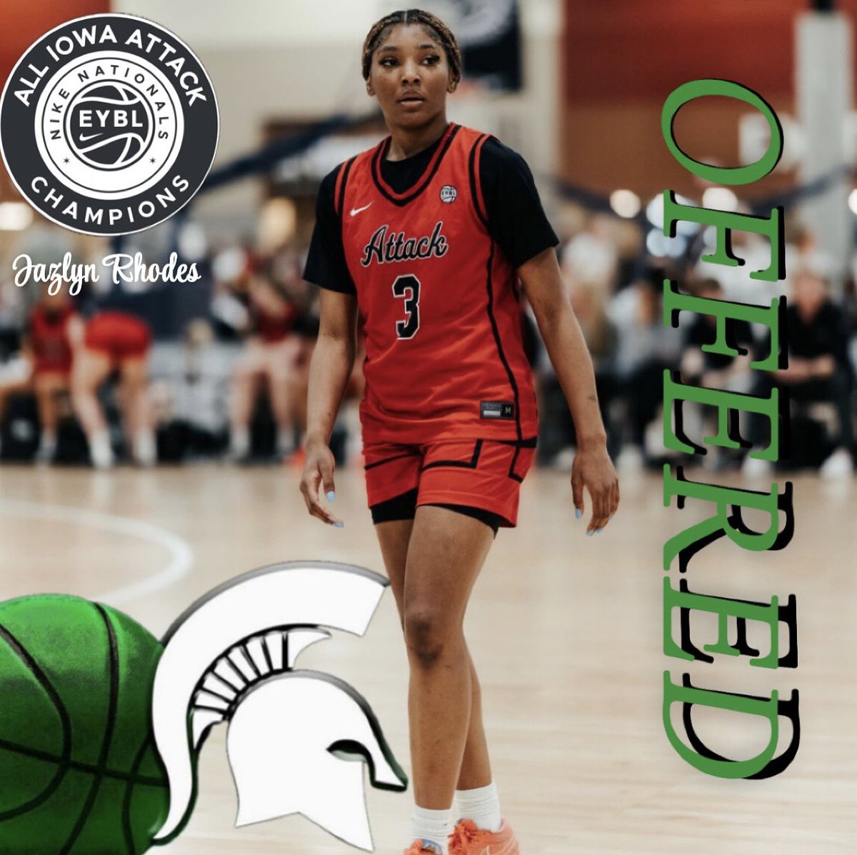 Jazlyn Rhodes (@jazlynrhodes) on Twitter photo After a great call with <a href="/JWhymer/">Joel Whymer</a> I am blessed to announce I’ve received an offer from Michigan State! Go Spartans?! 💚🤍 After a great call with <a href="/JWhymer/">Joel Whymer</a> I am blessed to announce I’ve received an offer from Michigan State! Go Spartans?! 💚🤍