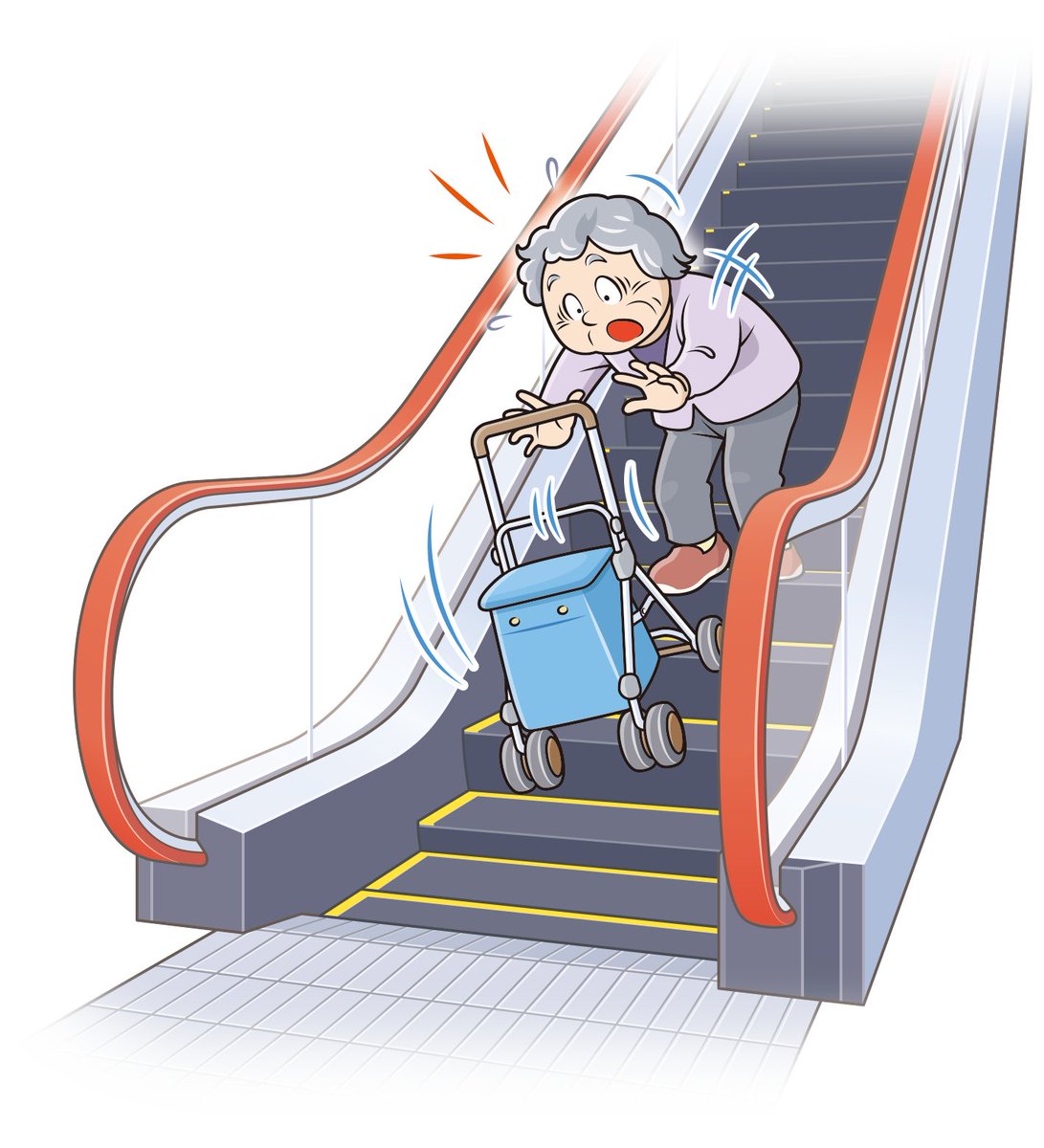 caa_kodomo's tweet image. 【エスカレーターでの転倒・転落事故に注意！】 
エスカレーターを安全に利用しましょう。 
○立ち止まる 
○エスカレーターの隙間に巻き込まれない 
○誤進入しない 
○手すりにつかまる 
○ベビーカー、カート、車いすなどの使用時はエレベーターを利用する 
詳細は→ caa.go.jp/policies/polic…