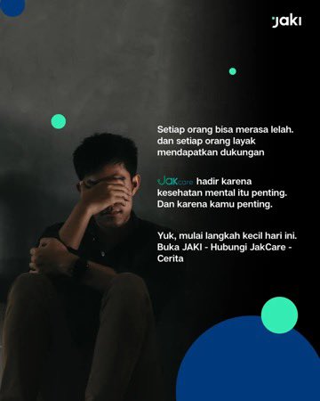 DKIJakarta's tweet photo. Capek secara mental tapi bingung mau cerita ke siapa?

Tenang, ada JAKI yang #bikingampangang buat jaga kesehatan mentalmu, karena sekarang ada JakCare di aplikasi JAKI! 💙

Layanan gratis dari Dinas Kesehatan DKI Jakarta ini bantu kamu konsultasi langsung dengan psikolog klinis, skrining mandiri, bahkan dirujuk ke layanan lanjutan jika perlu. ✨️

Yuk, cari tahu info lebih lengkapnya di postingan ini, dan jangan lupa download JAKI sekarang! 
📲

Sumber: @JSCLab 

#JakartaSmartCity #JakartaKotaGlobal #JAKI #BikinGampang #Jakcare