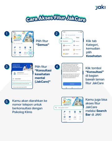 DKIJakarta's tweet photo. Capek secara mental tapi bingung mau cerita ke siapa?

Tenang, ada JAKI yang #bikingampangang buat jaga kesehatan mentalmu, karena sekarang ada JakCare di aplikasi JAKI! 💙

Layanan gratis dari Dinas Kesehatan DKI Jakarta ini bantu kamu konsultasi langsung dengan psikolog klinis, skrining mandiri, bahkan dirujuk ke layanan lanjutan jika perlu. ✨️

Yuk, cari tahu info lebih lengkapnya di postingan ini, dan jangan lupa download JAKI sekarang! 
📲

Sumber: @JSCLab 

#JakartaSmartCity #JakartaKotaGlobal #JAKI #BikinGampang #Jakcare