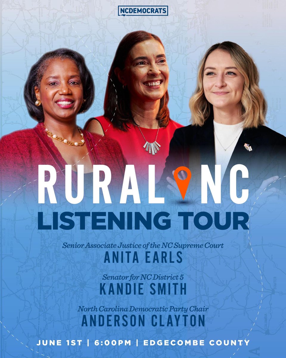 North Carolina Democrats are hitting the road again this summer! Public education powers our state. And Republicans in both our state legislature and state courts refuse to fund them adequately. Time we take that argument to people.

Sign up to join us! 👉 mobilize.us/ncdems/event/7…