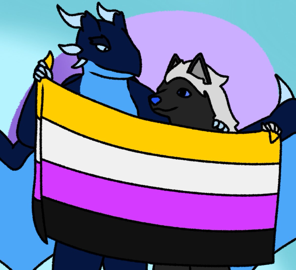 LycanMoonlight's tweet photo. Today is the 4th anniversary of coming out as Non-binary. No new art this year, unfortunately. But here's the older art
@Arkantolas https://t.co/JMkGZK6XHi