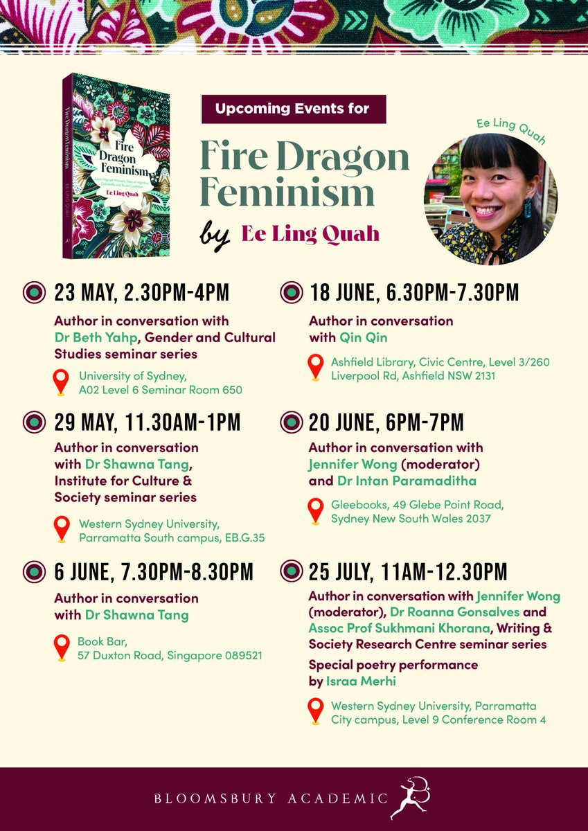 Institute for Culture and Society (ICS) (@westsyduics) on Twitter photo šš„ Ee Ling Quah will be presenting her latest book, āFire Dragon Feminismā (<a href="/BloomsburyAcad/">Bloomsbury Academic</a>), through a series of scholarly dialogues and public forums across Sydney, Singapore & more. Donāt miss these vital conversations ā see poster for details š šš„ Ee Ling Quah will be presenting her latest book, āFire Dragon Feminismā (<a href="/BloomsburyAcad/">Bloomsbury Academic</a>), through a series of scholarly dialogues and public forums across Sydney, Singapore & more. Donāt miss these vital conversations ā see poster for details š