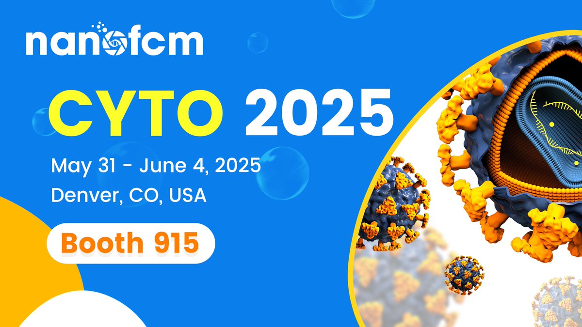 NanoFCM (@nano_fcm) on Twitter photo Save the date! #CYTO2025 by ISAC convenes global cytometry leaders in Denver. 
Visit NanoFCM  at Booth #915 to explore revolutionary single-molecule nanoscale flow cytometry – redefining precision in biomolecular analysis! 
📍 Colorado Convention Center
📅 May 31–June 4, 2025 Save the date! #CYTO2025 by ISAC convenes global cytometry leaders in Denver. 
Visit NanoFCM  at Booth #915 to explore revolutionary single-molecule nanoscale flow cytometry – redefining precision in biomolecular analysis! 
📍 Colorado Convention Center
📅 May 31–June 4, 2025