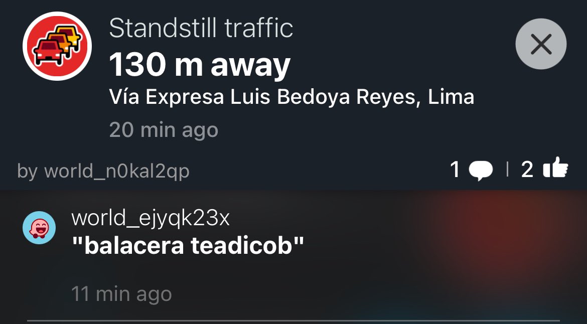 CharitoBalta's tweet image. Hay tráfico rarísimo en la Vía Expresa y leer los comentarios en Waze me ha aterrado