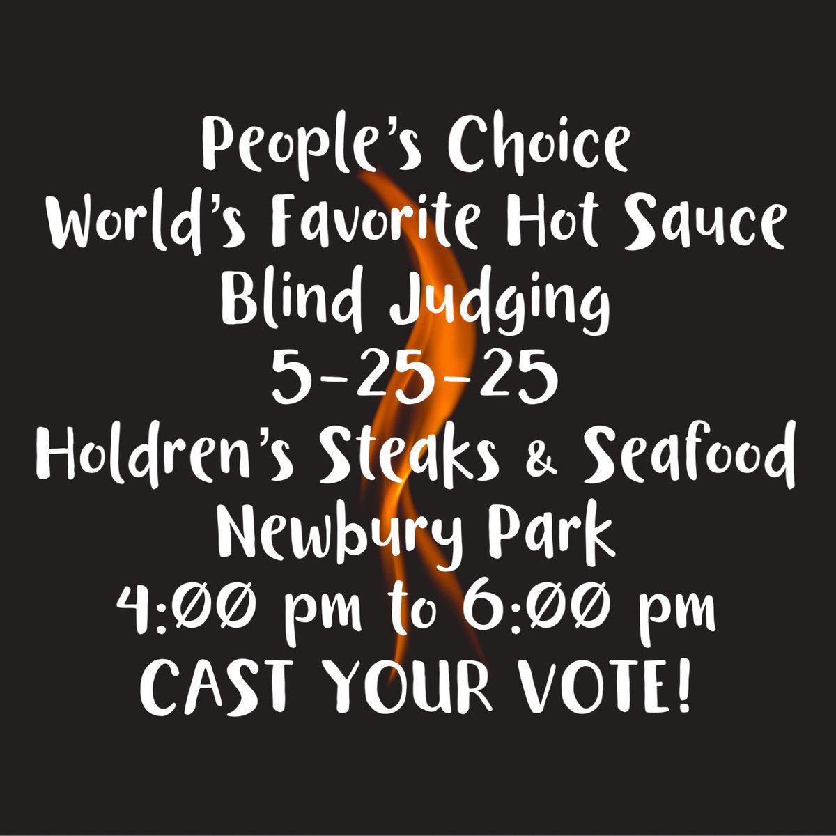 THE FINAL FIVE HOT SAUCES WILL BE IN ONE PLACE TO TASTE!
Judging for people’s choice requires the people! Meet Old Boney at the best steak house in Ventura County. Judge the sauces, have some great food! We need you to tell us which of the top 5 sauces are the very best!