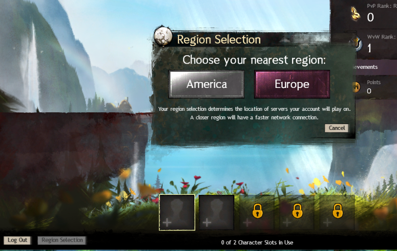 検証の為にまたアカウント取ったんだけど、リージョン選択だけになったんだね。左下の選択肢もいつのまにかサーバーからリージョンに変わってる。