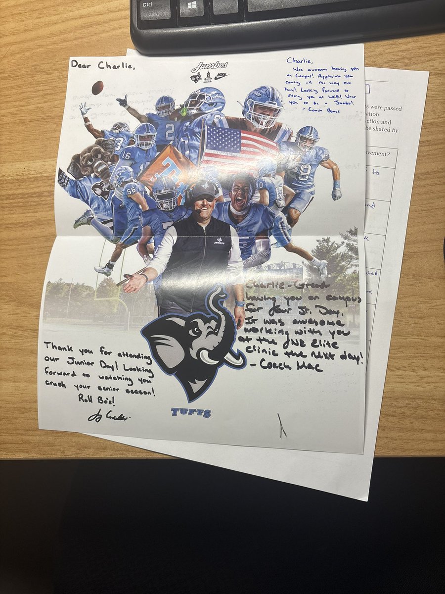 Charlie Cusimano (@charliecusiman1) on Twitter photo Thank you <a href="/CoachCivs/">Jay Civetti 🐘</a> <a href="/CoachMacTufts/">Mike MacDonald</a> <a href="/Coach_JoeMcD/">Joe McDonald</a> for the mail. Looking forward to working with you guys this summer!
<a href="/Josh_Montzingo/">Josh Montzingo</a> <a href="/ParkCityFtbl/">Park City Football</a> <a href="/FootballTufts/">Tufts University Football</a> Thank you <a href="/CoachCivs/">Jay Civetti 🐘</a> <a href="/CoachMacTufts/">Mike MacDonald</a> <a href="/Coach_JoeMcD/">Joe McDonald</a> for the mail. Looking forward to working with you guys this summer!
<a href="/Josh_Montzingo/">Josh Montzingo</a> <a href="/ParkCityFtbl/">Park City Football</a> <a href="/FootballTufts/">Tufts University Football</a>