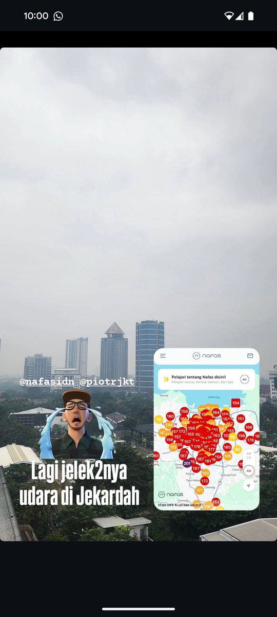 yayasannafas's tweet photo. selamat datang kemarau basah! 😷

siap-siap sampai Agustus nanti bakal sering menyambut pemandangan pagi kayak gini: langit berasap, hujan berkala, tapi level polusi masih tinggi 🚨 https://t.co/9k1kS3KraI