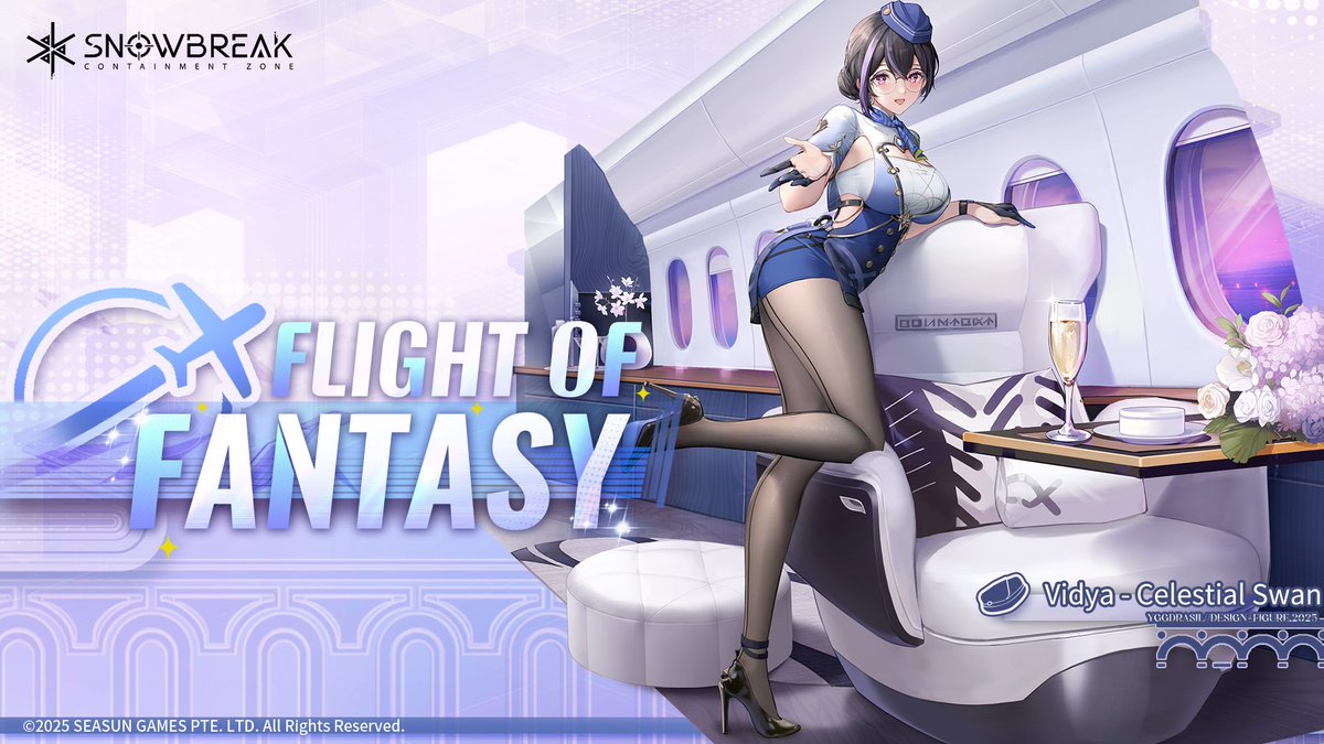 SnowbreakEN's tweet photo. Vidya - Celestial Swan limited-time outfit "Flight of Fantasy" available soon!

- Need something? Just say the word. Your exclusive attendant Vidya is always at your service. Whatever you request, hehe...

How to Obtain: Shop (Limited-Time)
※ Final in-game effects may differ.

🎁 Follow our official account and share this post along with your UID and server. After the event ends on 2025/6/08 23:59 (UTC+8), one Adjutant will be randomly selected to receive Vidya - Celestial Swan limited-time outfit [Flight of Fantasy]!

#Snowbreak