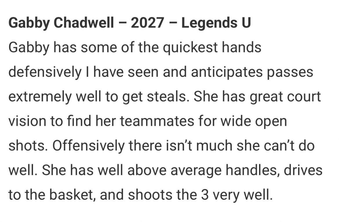Gabby Chadwell (@gabbyhoops32) on Twitter photo Thank you <a href="/JrAllStarBB/">Jr. All-Star Girls Basketball</a> for the write up. I appreciate it! <a href="/Legends_Bball/">Legends U Basketball</a> <a href="/BryceMcKey/">Bryce McKey</a> <a href="/GirlsBkb/">MilfordEaglesGirlsBKB</a> Thank you <a href="/JrAllStarBB/">Jr. All-Star Girls Basketball</a> for the write up. I appreciate it! <a href="/Legends_Bball/">Legends U Basketball</a> <a href="/BryceMcKey/">Bryce McKey</a> <a href="/GirlsBkb/">MilfordEaglesGirlsBKB</a>