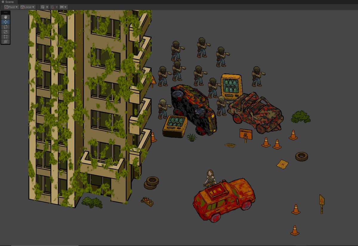 Blood Drive🏎️
Some moss, blood, burn shaders &amp; starting to populate the open world with props. Release on May 26th Wishlist now!💀 store.steampowered.com/app/3725500/Bl… #Indies #IndieGame #IndieDev #IndieGameDev #GameDev #GameDevelopment #SoloDev #Developer #Unity #Unity3D #Game #Unity2D