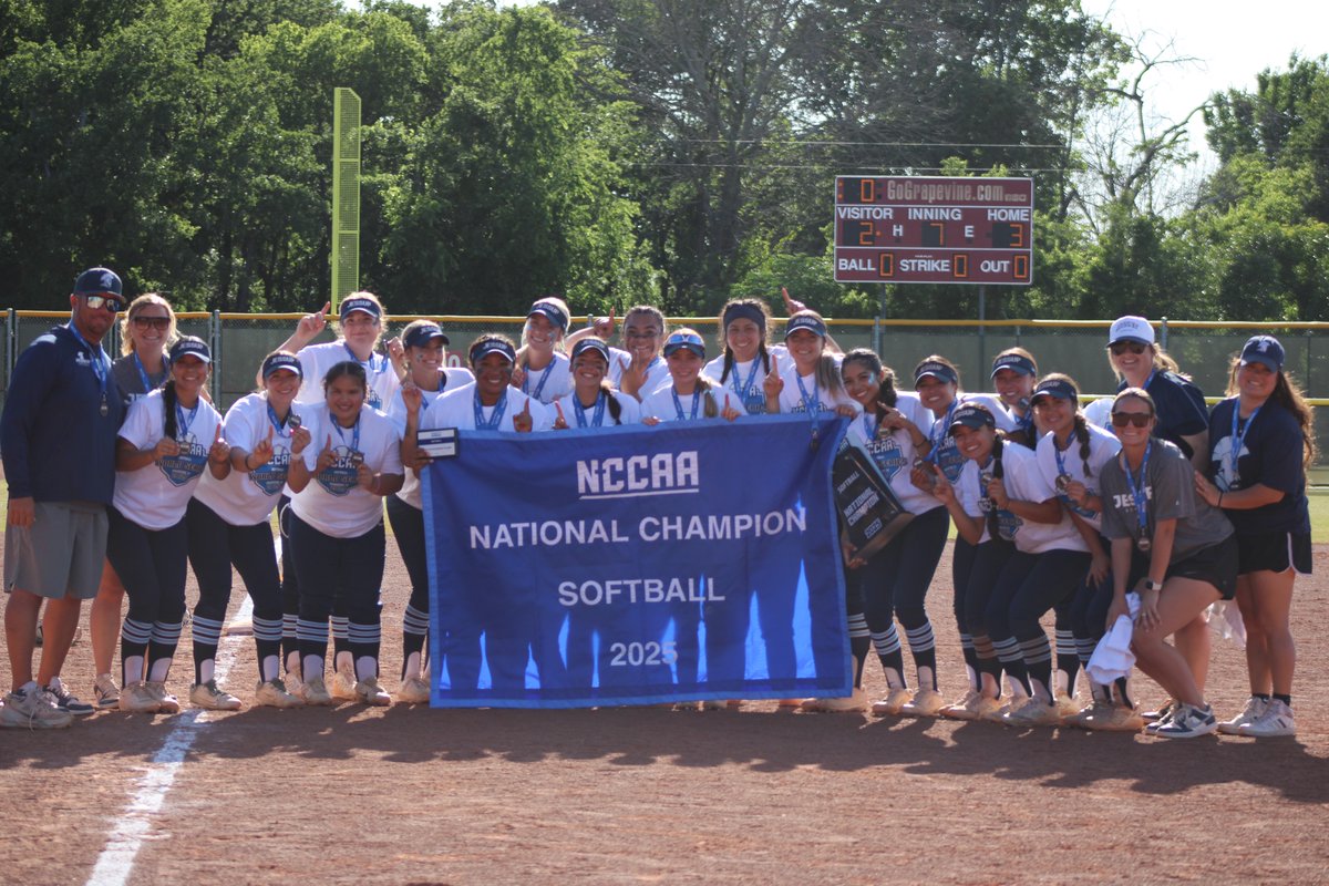 NCCAA (@thenccaa) on Twitter photo Let's hear it for the Warriors!
Congratulations again to <a href="/JessupAthletics/">Jessup Athletics</a> on going a perfect 5-0 at the 2025 NCCAA Softball World Series to win their first national title in program history!
<a href="/Jessup_SFT/">Jessup Softball</a> <a href="/williamjessup/">Jessup University</a>
PC: Dallas Christian College Let's hear it for the Warriors!
Congratulations again to <a href="/JessupAthletics/">Jessup Athletics</a> on going a perfect 5-0 at the 2025 NCCAA Softball World Series to win their first national title in program history!
<a href="/Jessup_SFT/">Jessup Softball</a> <a href="/williamjessup/">Jessup University</a>
PC: Dallas Christian College