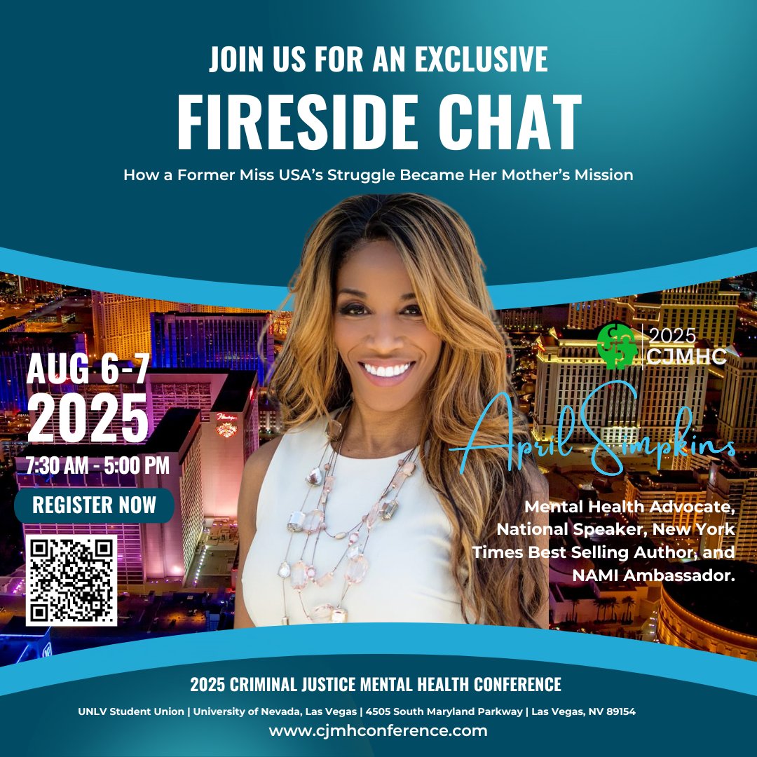 Dr Belay D Reddick (@drbelaydreddick) on Twitter photo So thrilled to announce that workplace strategist, national keynote speaker, and mental health advocate <a href="/AprilSimpkins_1/">April Simpkins</a> is joining the 2025 Criminal Justice Mental Health Conference for a Fireside Chat.
Register now before it's sold out: cjmhconference.com
#2025cjmhc So thrilled to announce that workplace strategist, national keynote speaker, and mental health advocate <a href="/AprilSimpkins_1/">April Simpkins</a> is joining the 2025 Criminal Justice Mental Health Conference for a Fireside Chat.
Register now before it's sold out: cjmhconference.com
#2025cjmhc