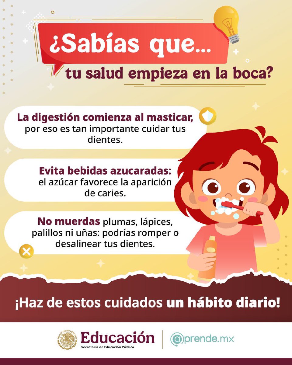 EPO201's tweet photo. ¿Sabías que … ? Es importante practicar una buena higiene bucal regularmente para mantener una sonrisa saludable y prevenir problemas de salud. #SumaT y #CuidaT 🫡🦷
@SEP_mx @Edomex @SEMSedomex @DGEMSedomex @dbg_epoem https://t.co/DBUzaOaxFS