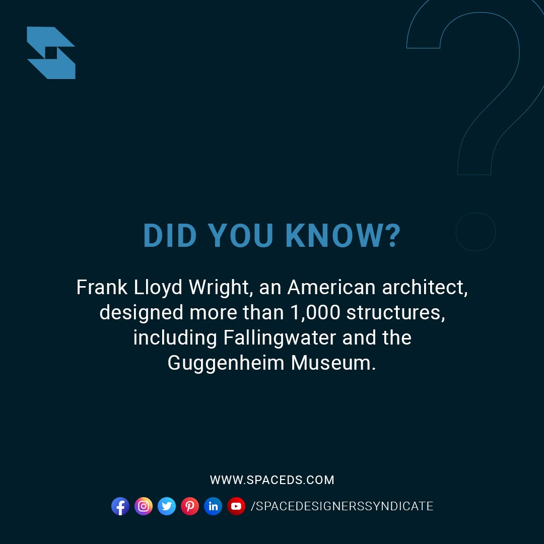 spacedesigners8's tweet photo. Frank Lloyd Wright, an American architect, designed more than 1,000 structures, including Fallingwater and the Guggenheim Museum.
.
.
.
#spacedesignerssyndicate 
#greekroots #architecturalhistory
#imranzubershaikh #shaikhzuberrashid
#wehavecreatedhistory #40yearsofspacedesigners https://t.co/eC7DSnI8Dv