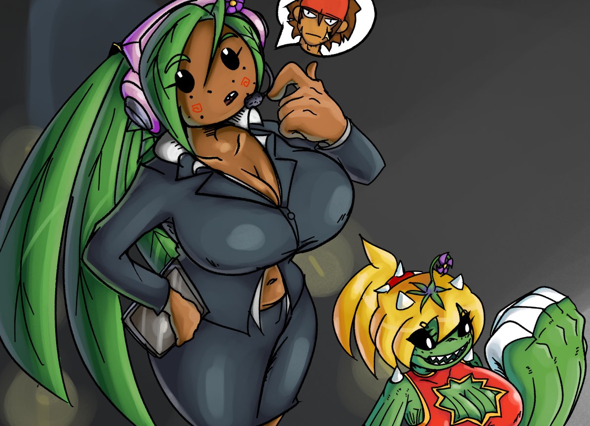 SanitysEdge2's tweet image. Ringside with the gals, Garrota manages Claras Career for the Galactic Wrestling Federation, from marketing deals to merchindise! Garrotas Lived experience from being a Beach Coconut Tree on a fancy beach comes in handy! (shes 203 years old!)