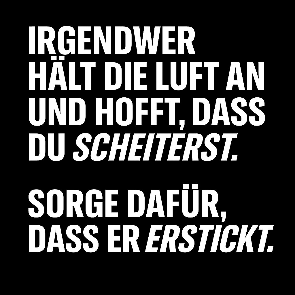 Irgendwer wartet gerade darauf, dass du scheiterst.

Tu ihm diesen Gefallen niemals.

Ersticke jeden Zweifel mit deinem Erfolg.

Retweet, wenn du genau das vorhast. 💯
