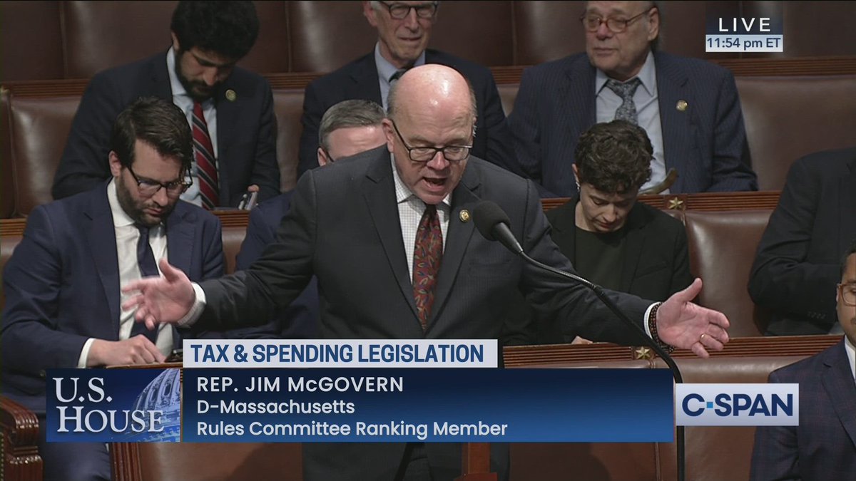House Rules Top Democrat McGovern raised a point of order against the House considering the rule for the "One, Big Beautiful Bill."  House NOW debating the point of order followed by a possible vote.