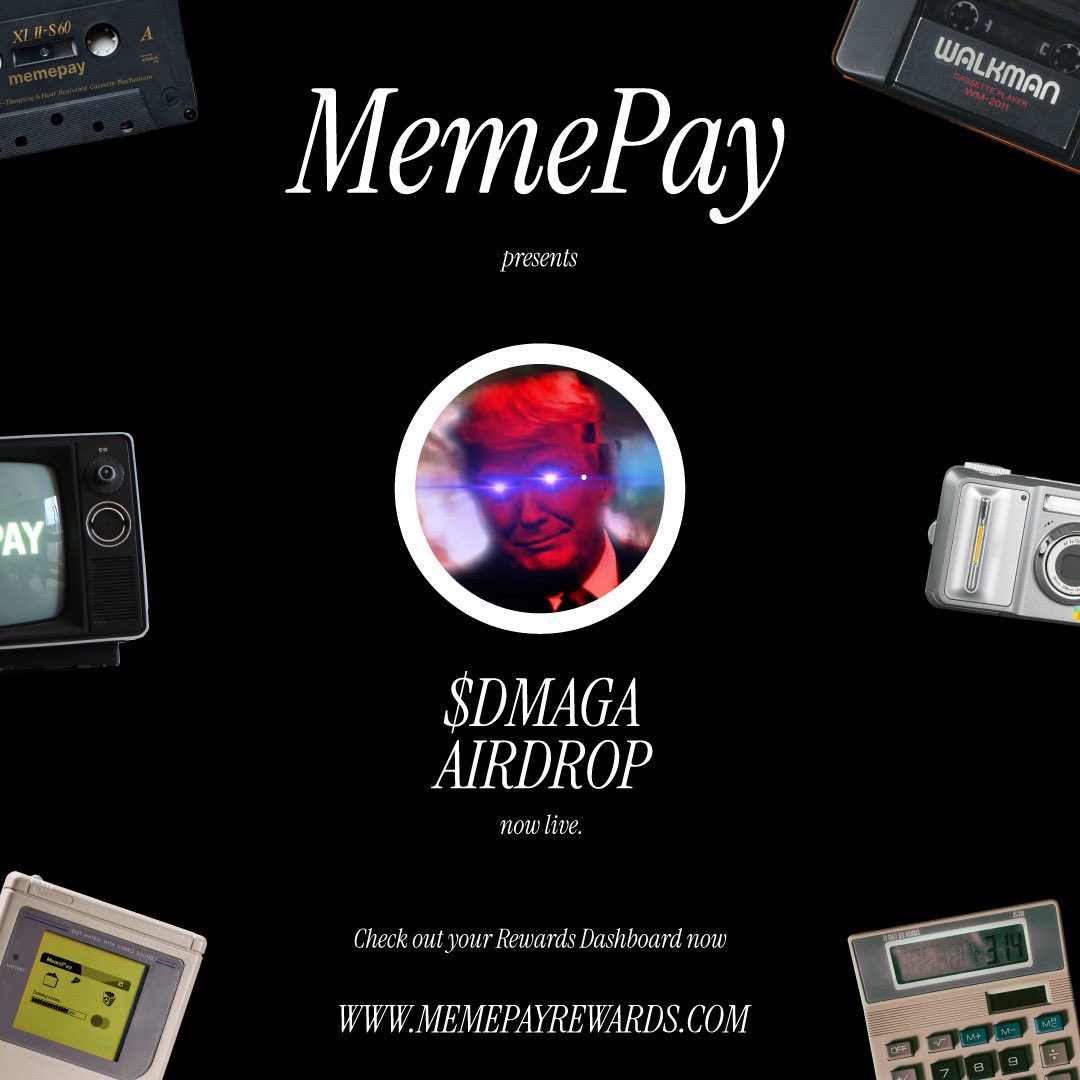 Memeland โค๏ธ Memecoin (@memeland) on Twitter photo $DMAGA airdrop just landed on #MemePay ๐ช 
Stand to win <a href="/DarkMagaCoin/">Dark Maga</a> $DMAGA airdrop with every MemePay payment!
๐ฅ Every $1/โฌ0.88 spent = 1 MemePay Point
๐ช Redeem raffle tickets to win $DMAGA airdrop  
โฒ๏ธ All transactions since Oct 30, 2024 are counting towards your MemePay $DMAGA airdrop just landed on #MemePay ๐ช 
Stand to win <a href="/DarkMagaCoin/">Dark Maga</a> $DMAGA airdrop with every MemePay payment!
๐ฅ Every $1/โฌ0.88 spent = 1 MemePay Point
๐ช Redeem raffle tickets to win $DMAGA airdrop  
โฒ๏ธ All transactions since Oct 30, 2024 are counting towards your MemePay