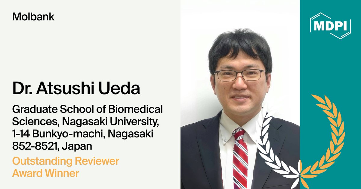 Molbank MDPI (@molbank_mdpi) on Twitter photo 🏆 Molbank 2024 Outstanding Reviewer Award—Winner Announced
🏅 Winner: Dr. Atsushi Ueda, from Nagasaki University <a href="/NU_kouhou/">長崎大学 Nagasaki University</a>
📚 We are pleased to share an interview with Dr. Atsushi Ueda.
See the full interview: mdpi.com/about/announce…
#OrgaincSynthesis #Orgainc #Chemistry 🏆 Molbank 2024 Outstanding Reviewer Award—Winner Announced
🏅 Winner: Dr. Atsushi Ueda, from Nagasaki University <a href="/NU_kouhou/">長崎大学 Nagasaki University</a>
📚 We are pleased to share an interview with Dr. Atsushi Ueda.
See the full interview: mdpi.com/about/announce…
#OrgaincSynthesis #Orgainc #Chemistry
