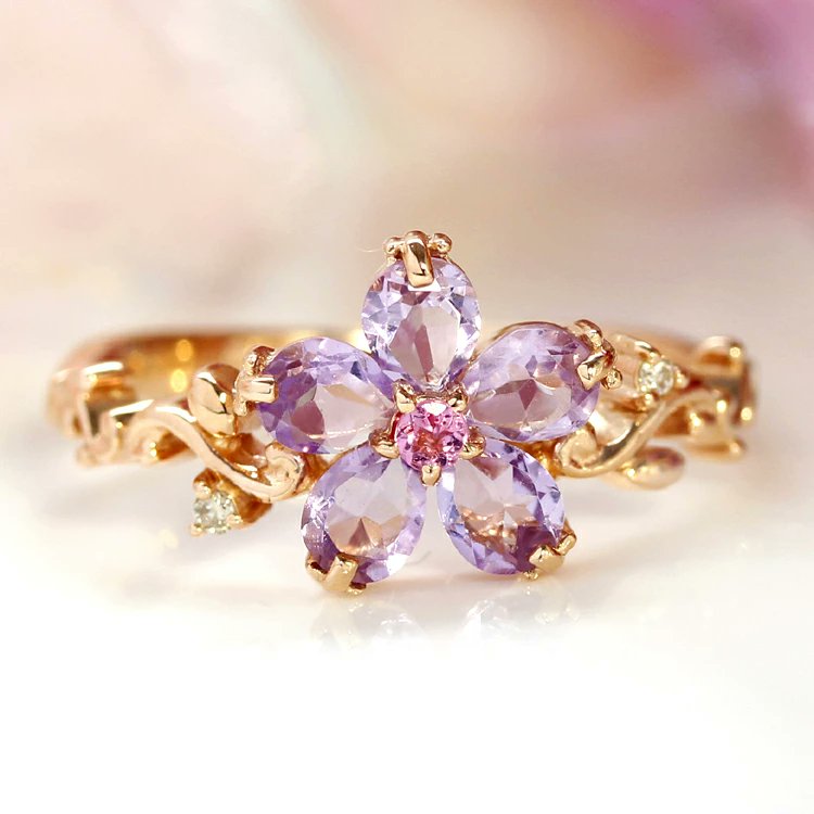 【うさぎ】カフェフレグラントオリーブ☆K10ピンクトルマリン&アメジスト うさぎ様専用】カフェフレグラントオリーブ☆K10ピンク