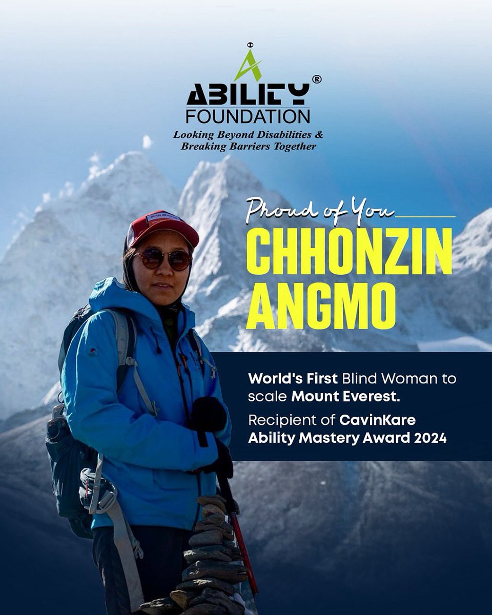 Chhonzin Angmo, our CavinKare ABILITY 2024 Awardee, made history on May 19, 2025, becoming the first blind female climber to summit Mt. Everest! A true inspiration, we're incredibly proud!

#ChhonzinAngmo #MtEverestSummit #BreakingBarriers