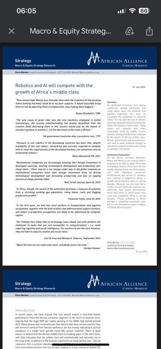 Chris Becker (@chrislbecker) on Twitter photo 10 years ago I wrote about how robotics and AI will cause the African middle class to fall even further behind, and it’s happening 10 years ago I wrote about how robotics and AI will cause the African middle class to fall even further behind, and it’s happening