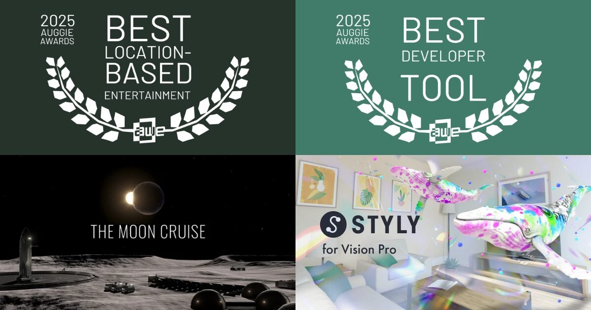 STYLY named Finalists at AWE AUGGIE AWARDS 2025🎉！
"THE MOON CRUISE" 
 "STYLY for Vision Pro" 
We sincerely thank everyone who supported us by casting their votes.

details：styly.inc/news/awe-auggi…
#AWE #AUGGIEAWARDS