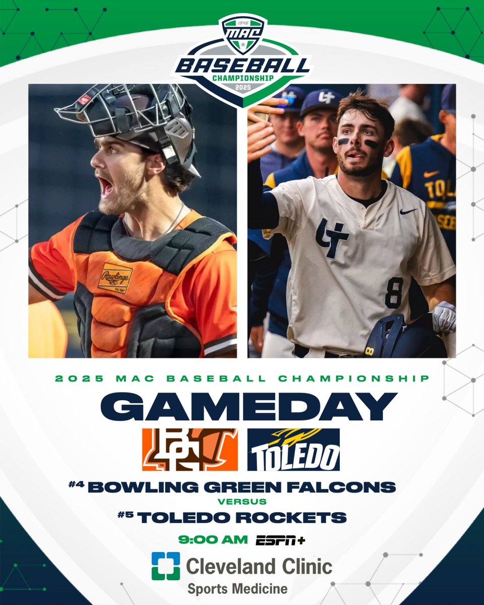 MACtion (@macsports) on Twitter photo Battle of I-75: Postseason Edition ๐ค
๐: No. 4 <a href="/BGSU_Baseball/">BGSU Baseball</a> // No. 5 <a href="/ToledoBaseball/">Toledo Baseball</a>
๐: <a href="/LECrushers/">Lake Erie Crushers</a> Stadium (Avon, Ohio)
โฐ: 9AM ET
๐ป: tinyurl.com/r68t42e3
๐: tinyurl.com/2p822u5p
๐๐ : tinyurl.com/yjpxmx7c | #MACtion Battle of I-75: Postseason Edition ๐ค
๐: No. 4 <a href="/BGSU_Baseball/">BGSU Baseball</a> // No. 5 <a href="/ToledoBaseball/">Toledo Baseball</a>
๐: <a href="/LECrushers/">Lake Erie Crushers</a> Stadium (Avon, Ohio)
โฐ: 9AM ET
๐ป: tinyurl.com/r68t42e3
๐: tinyurl.com/2p822u5p
๐๐ : tinyurl.com/yjpxmx7c | #MACtion