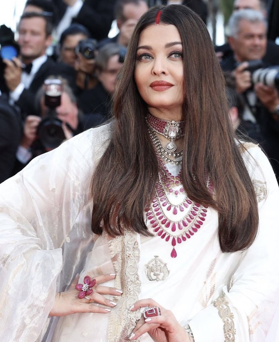 This now viral image of Aishwarya Rai at Cannes seen by many to be a silent hat tip to Operation Sindoor