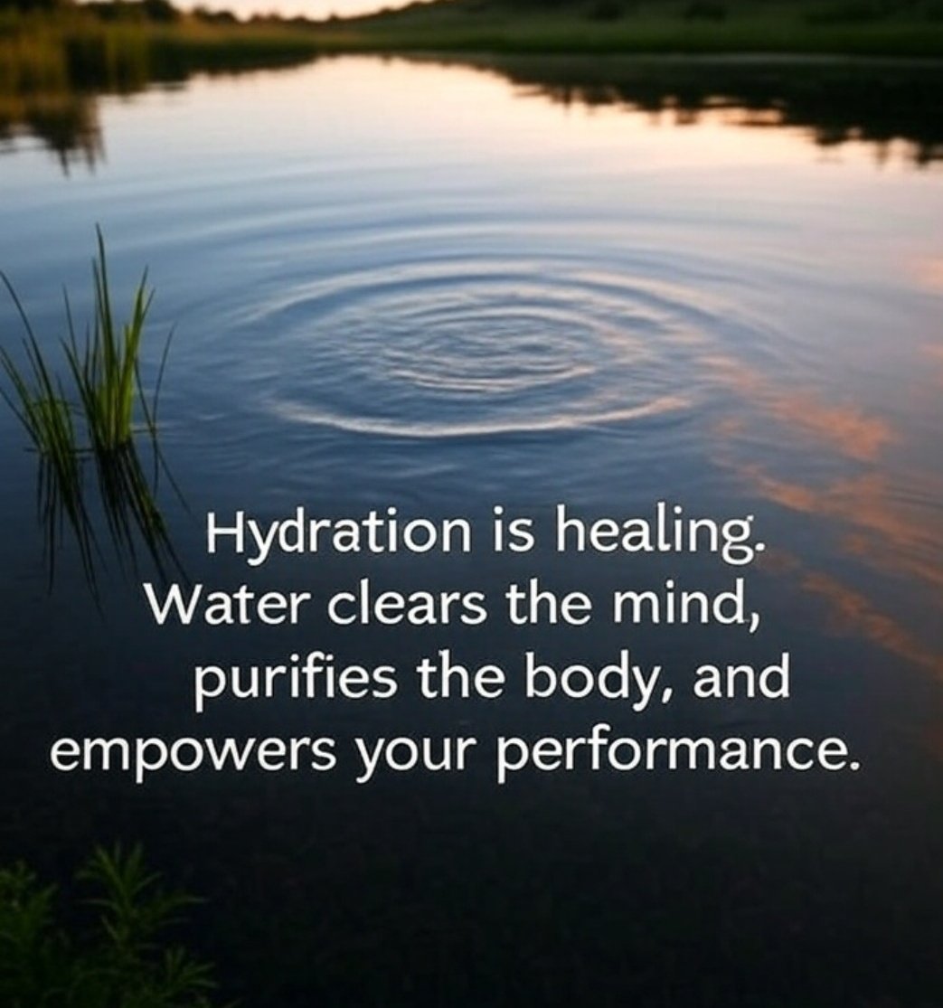 Hydration is healing. Water clears the mind, purifies the body, and empowers your performance.