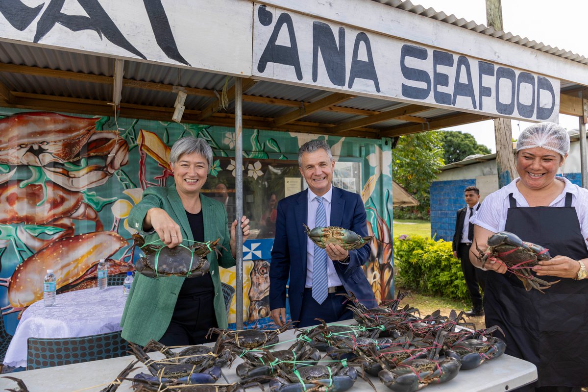Over a lunch of fish and chips, ‘ota ika, crab curry and chilled coconuts, @PennyWong and <a href="/MThistlethwaite/">Matt Thistlethwaite</a>  heard how Toa has invested the income and skills she earned from her time in Australia scheme into several businesses in Nuku’alofa.