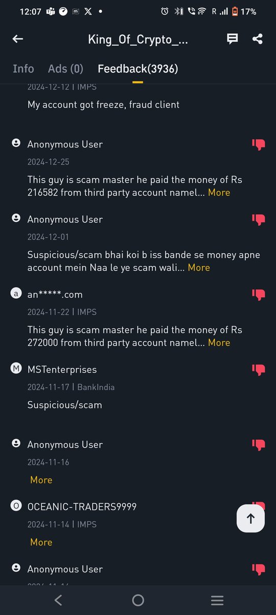 kanwar0512's tweet photo. @Cyberdost @RBI
Hi - this is to inform you this person named as FAHIM HOSSAIN MUBARAK is scamming off multiple people leading to account freezes for the innocents...
I am attaching the screenshot about his bank account from where he is sending scammed money.
More details below https://t.co/MnY6NVDwwi