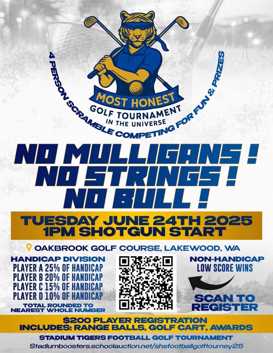 Come join us for some good competition and support the Tigers!