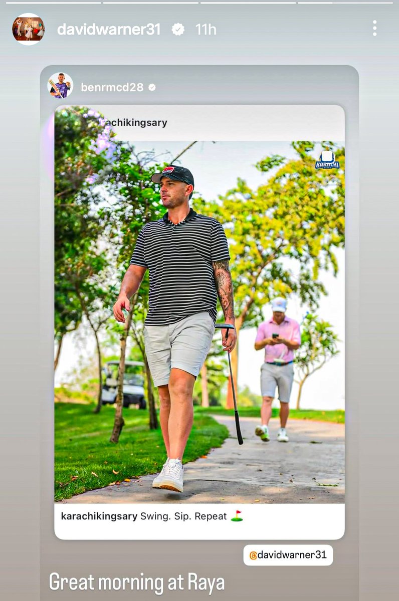CricFollow56's tweet image. David Warner&apos;s Instagram story. 👍🏻

#HBLPSLX #psl2025 #davidwarner