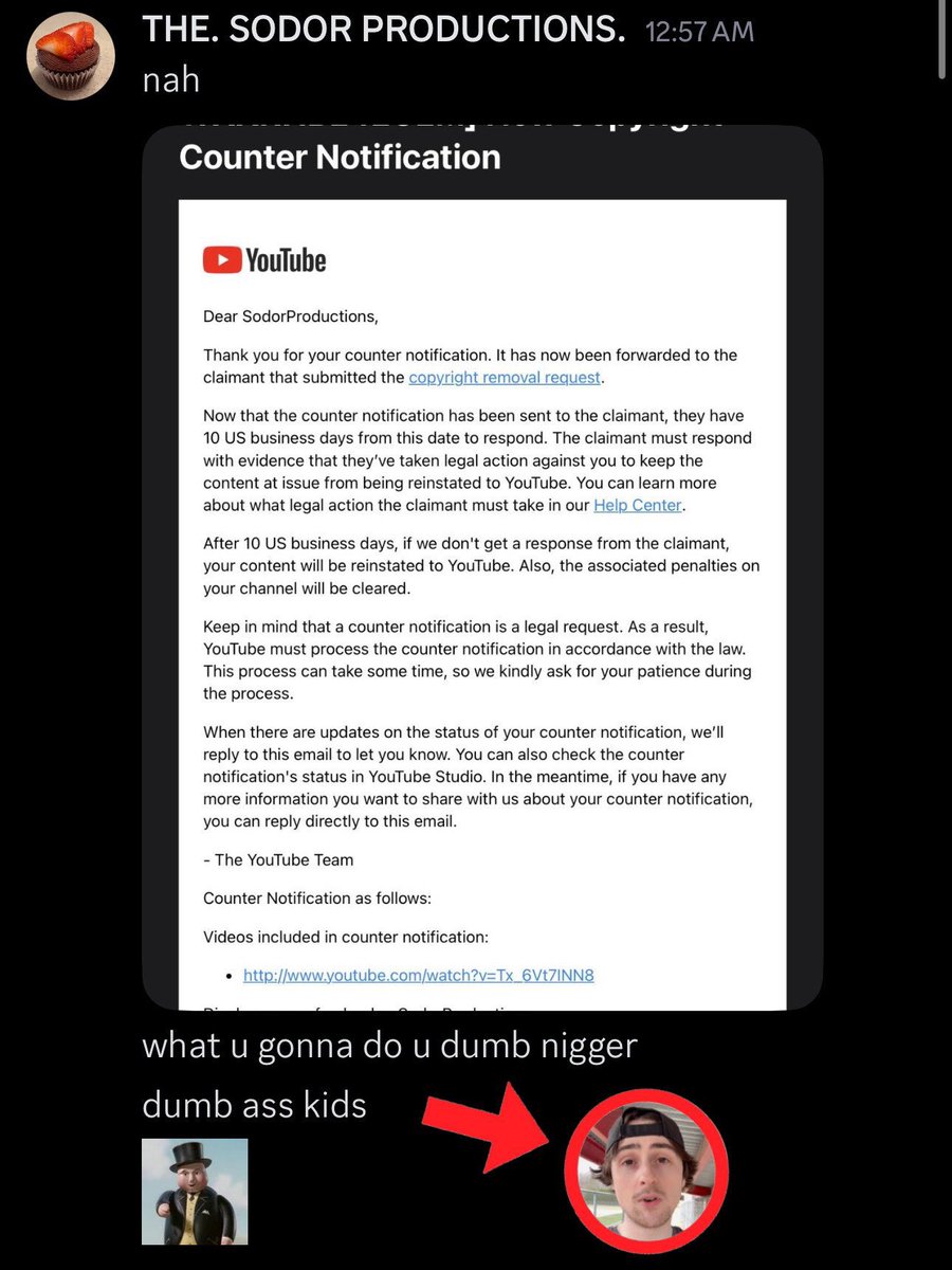 *BREAKING* Sodor Productions discord messages have leaked. Messages such as him calling <a href="/TMouseKingNeal/">Benji The Dog 🐕 (Drawing like crazy‼️)</a> The N-word. And calling Audrey‘s daughter a H🤬 and more offensive messages. That entire discord server was just peer racism. Try to defend him now SP Fans.
