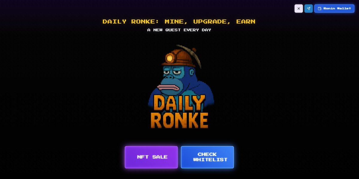 IsaacWEB3_'s tweet photo. 🚨 Whitelist / WL giveaway for @DailyRonke NFT mint.

⛏️ 3 GTD spots for my community! ⛏️
🫵To enter:

1⃣ Follow: @DailyRonke, @IsaacWEB3_ and @SpinhoDAO 
2⃣ Like ❤️ + RT 🔁
3⃣ Tag 3 friends + your Ronin wallet.
4⃣ Join their Discord: https://t.co/wYhwVRPIlk

⌛️Ends in 24 hours. https://t.co/3R7OUTuDnT