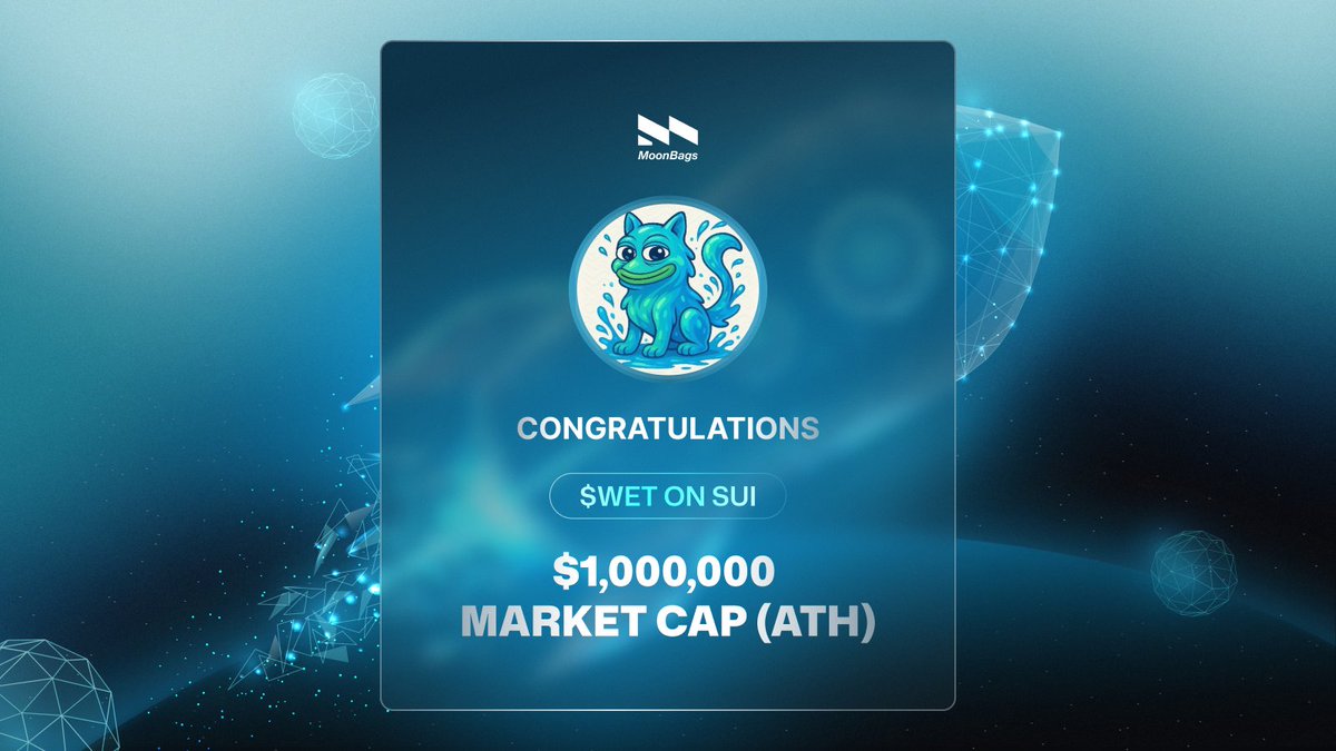 moonbags.io (@moonbags_io) on Twitter photo Congratulations to <a href="/WET_sui/">$WET on SUI 🐾💧</a> smashed $1M Market Cap 🚀!
Next leg: $?M. Bullish asf 🔥🔥🔥 Congratulations to <a href="/WET_sui/">$WET on SUI 🐾💧</a> smashed $1M Market Cap 🚀!
Next leg: $?M. Bullish asf 🔥🔥🔥