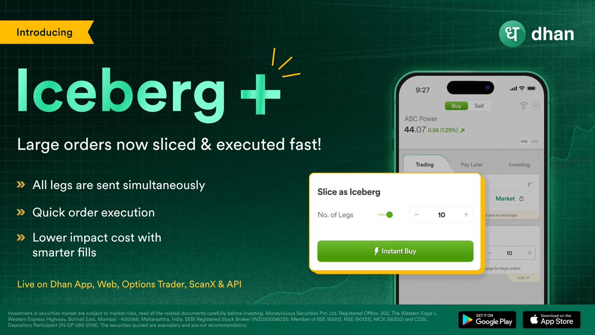 Introducing: Iceberg+ (Iceberg Plus) for Large Order Placement ⚡️

Placing large orders in fast-moving markets has always come with its own set of challenges - managing freeze limits, avoiding order exposure, and executing trades without significant delay.

That’s why we