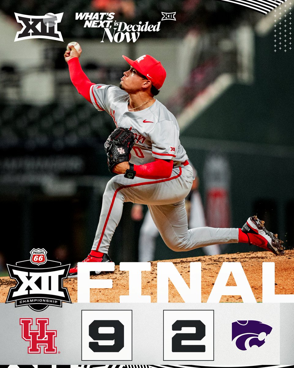 Big 12 Conference (@big12conference) on Twitter photo Simply dominant 😤
<a href="/UHCougarBB/">Houston Baseball</a> claims its first Big 12 Baseball Championship victory in convincing fashion in the night cap.
Houston's got a date with No. 3-seed <a href="/TCU_Baseball/">TCU Baseball</a> tomorrow at 7:30 p.m. CT in the 2025 Phillips 66 Big 12 Baseball Championship Quarterfinals. Simply dominant 😤
<a href="/UHCougarBB/">Houston Baseball</a> claims its first Big 12 Baseball Championship victory in convincing fashion in the night cap.
Houston's got a date with No. 3-seed <a href="/TCU_Baseball/">TCU Baseball</a> tomorrow at 7:30 p.m. CT in the 2025 Phillips 66 Big 12 Baseball Championship Quarterfinals.