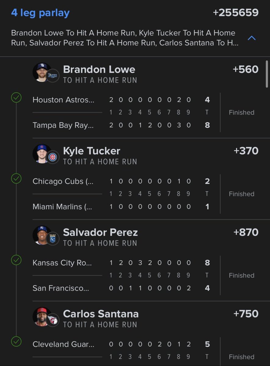 MY HOMER STUDY GUIDE JUST ROBBED THE BOOKS TONIGHT 🚨

TWO FAMILY MEMBERS HIT SOME OF THE BIGGEST PARLAYS OF THE YEAR SO FAR 🤯🔥👇🏽

+255659 PARLAY ✅
+187235 PARLAY ✅

($100 to 2 who RT/like this)

NINE STRAIGHT BET SNIPES: 
✅ TUCKER HR +390 
✅ SANTANA HR +750  
✅ LOWE HR
