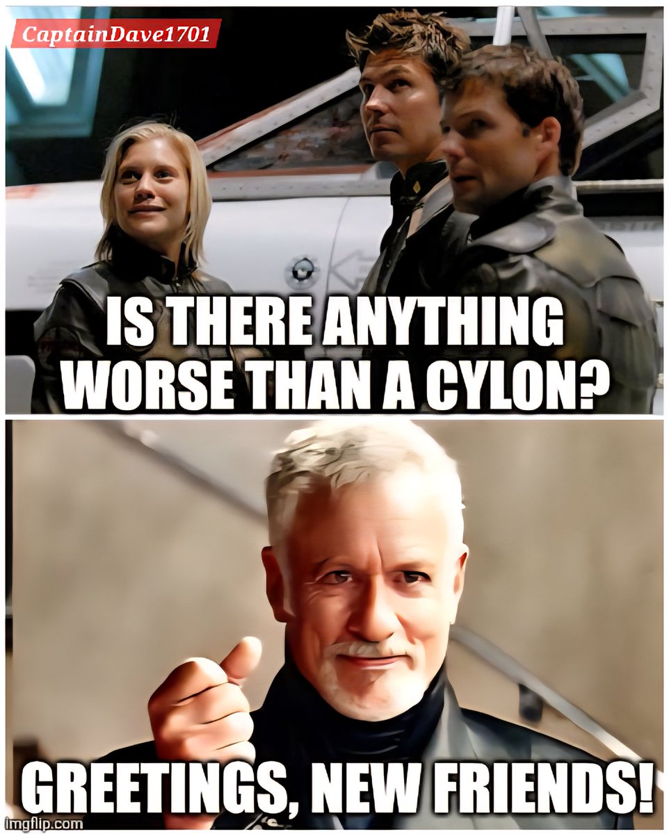 trekker21's tweet photo. #BattlestarGalactica #BSG #Apollo #Starbuck #Anders #Cylons #Kobol #Geek #SyFy #RonaldDMoore #BSGMeme #Q #QContinuum #StarTrek #TNG #StarTrekMeme https://t.co/sHyyNx7sDG