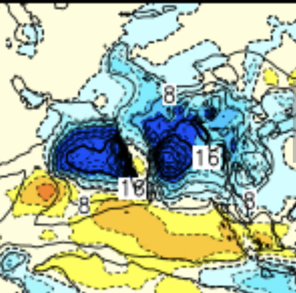 بدأت العديد من المواقع تقلل من زخم التوقعات وتلاشي الاضطراب قبالة سواحل الهند الشمالية. النشرة الأسبوعية الصادرة عن الياباني تشير إلى تواجد الكتلة الرطبة في #بحر_العرب و لا تأثيرات مباشرة على السلطنة
