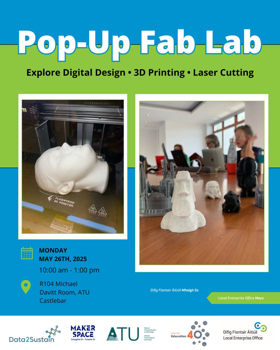 Atlantic Technological University's <a href="/AtuMakerSpace/">ATUMakerSpace</a> is thrilled to be part of an upcoming Pop-Up Fab Lab event  <a href="/ATU_Mayo/">ATU Mayo</a> on Monday (May 26), aimed at providing opportunities tailored to empower small businesses in Co. Mayo. For more, go to: highered4.ie/article/atu-ma…