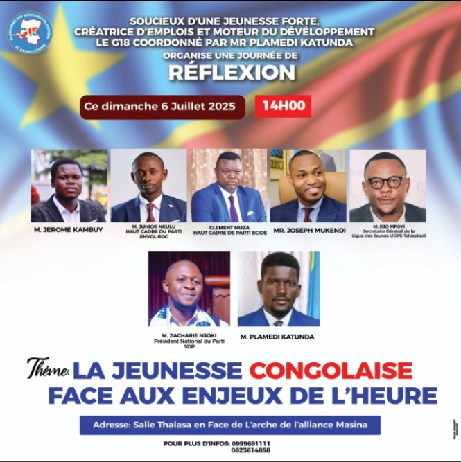 JEROME TV ENVOL (@jeromek95071) on Twitter photo C'est la jeunesse qui décident maintenant et une réflexion créatrice et développement durable dans le territoire national
<a href="/KabueRodman/">Kabue Christian Rodman</a>
<a href="/KantangaRo25164/">FELLY RONSARD KANTANGA</a>
<a href="/Blaine1Beya/">Beya Beya Blaine</a>
<a href="/ENVOL_KINSHASA1/">ENVOL RDC COORDINATION DE KINSHASA</a> C'est la jeunesse qui décident maintenant et une réflexion créatrice et développement durable dans le territoire national
<a href="/KabueRodman/">Kabue Christian Rodman</a>
<a href="/KantangaRo25164/">FELLY RONSARD KANTANGA</a>
<a href="/Blaine1Beya/">Beya Beya Blaine</a>
<a href="/ENVOL_KINSHASA1/">ENVOL RDC COORDINATION DE KINSHASA</a>
