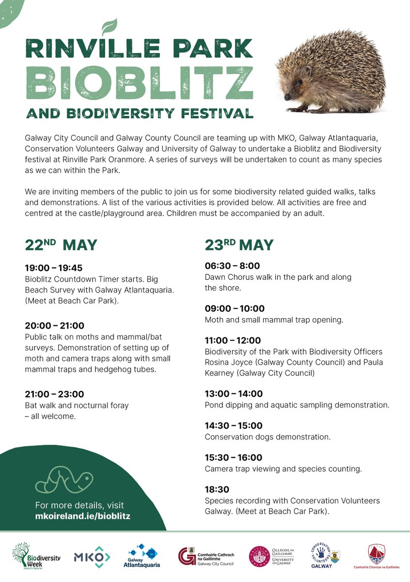 Galway County Council (@galwaycoco) on Twitter photo Rinville Park Bioblitz and Biodiversity Festival. Thursday 22nd and Friday 23rd May, Rinville Park, Oranmore. Keep an eye on our social channels and dedicated event page: lnkd.in/e89wBhg2 <a href="/MKOIreland/">MKO</a> <a href="/GalwayCityCo/">Galway City Council</a> <a href="/GalwayAquarium/">Galway Atlantaquaria</a> <a href="/uniofgalway/">Ollscoil na Gaillimhe | University of Galway</a> <a href="/TCVtweets/">The Conservation Volunteers (TCV)</a> Rinville Park Bioblitz and Biodiversity Festival. Thursday 22nd and Friday 23rd May, Rinville Park, Oranmore. Keep an eye on our social channels and dedicated event page: lnkd.in/e89wBhg2 <a href="/MKOIreland/">MKO</a> <a href="/GalwayCityCo/">Galway City Council</a> <a href="/GalwayAquarium/">Galway Atlantaquaria</a> <a href="/uniofgalway/">Ollscoil na Gaillimhe | University of Galway</a> <a href="/TCVtweets/">The Conservation Volunteers (TCV)</a>