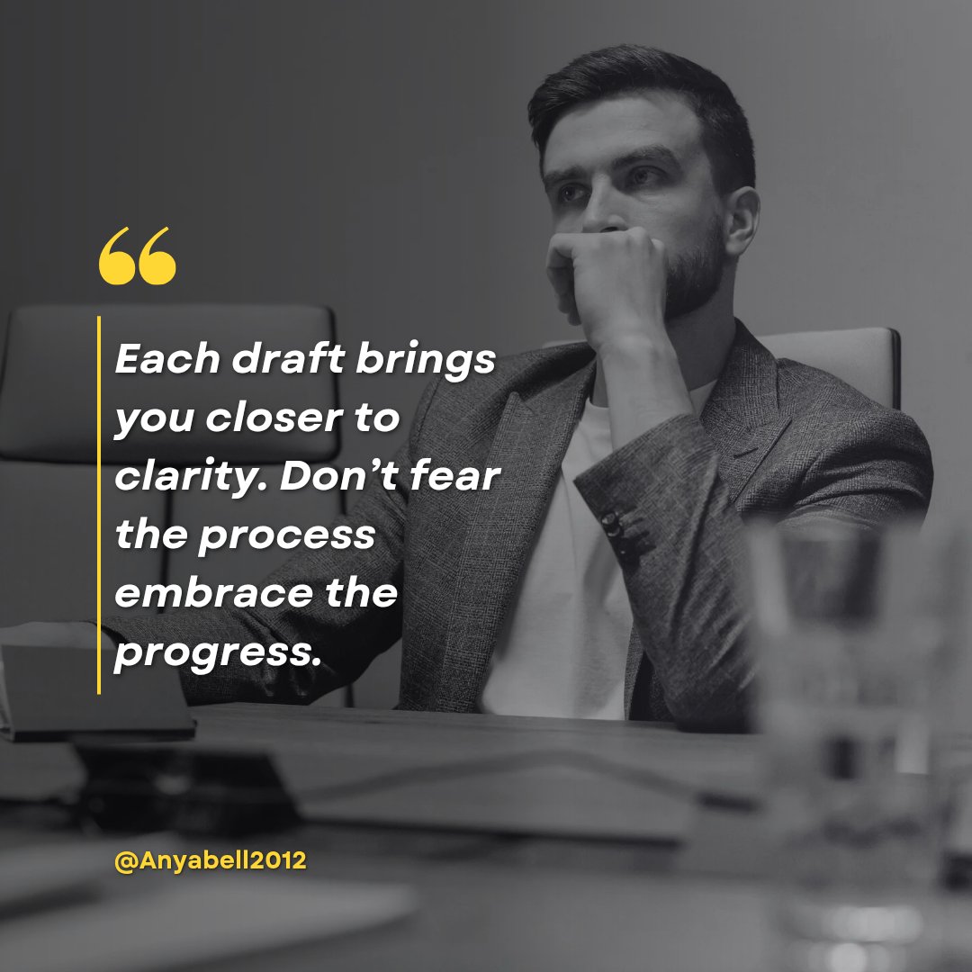 Anyabell2012's tweet image. Each draft brings you closer to clarity. Don’t fear the process. Embrace the progress.
#author #Authors #WritingCommunity
#Writer #writing #WriterLife #writersoftwitter
#ThursdayThoughts