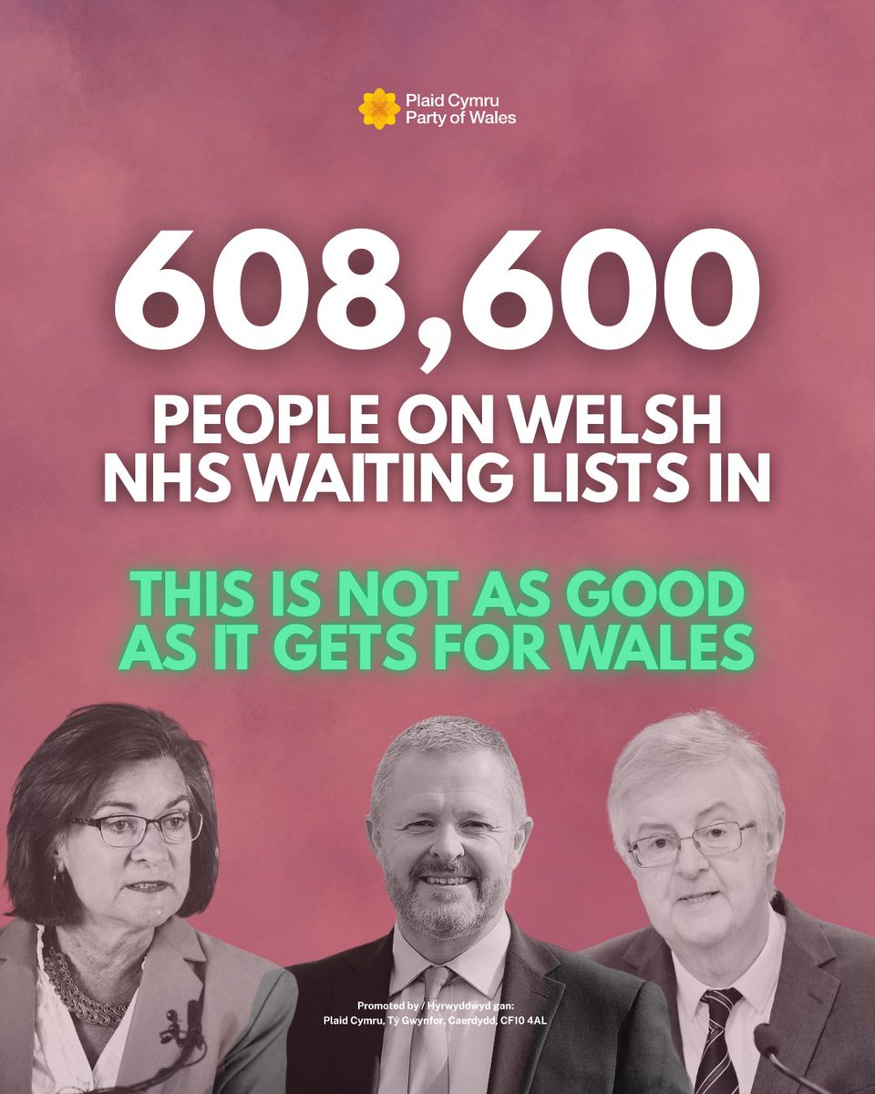 Labour have changed the goalposts on NHS waiting times targets - but have still missed them. 

It's clear Labour has no plans to improve our NHS.

Plaid Cymru has a credible plan to reduce waiting lists.

For a fresh start for our NHS vote Plaid Cymru on 7 May 2026.