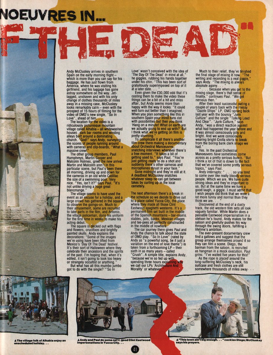 OMD-Olé! The #OMD boys head to the South of Spain to shoot the vid for So In Love - and it's all in Smash Hits out today! (pics. Like Punk never Happened archive) #OMD40 #SoInLove40 #SmashHits